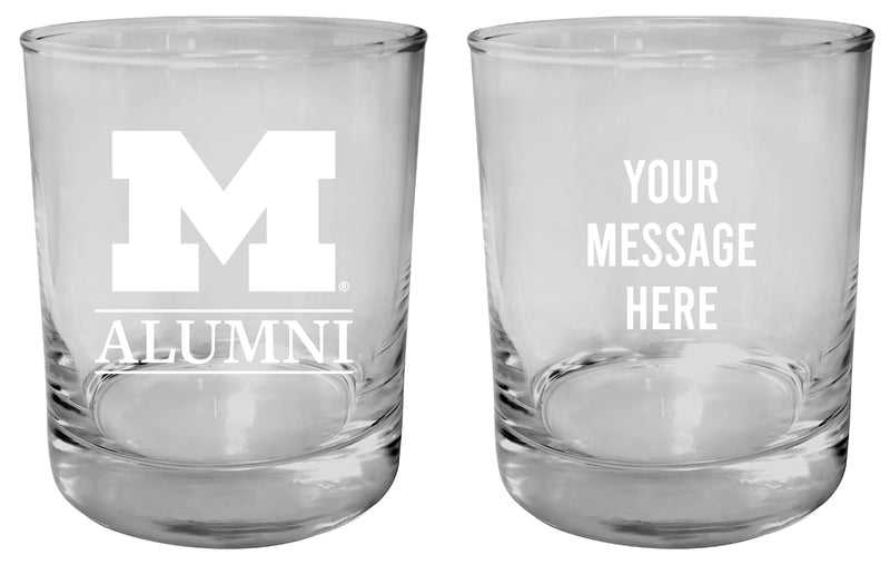 Michigan Wolverines Customizable 11 oz Round College Whiskey Glass – Officially Licensed Engraved Design Alumni