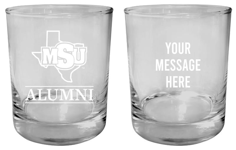 Midwestern State University Mustangs Customizable 11 oz Round College Whiskey Glass – Officially Licensed Engraved Design Alumni