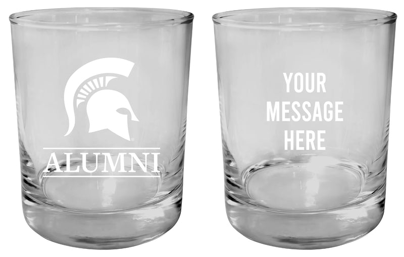 Michigan State Spartans Customizable 11 oz Round College Whiskey Glass – Officially Licensed Engraved Design Alumni
