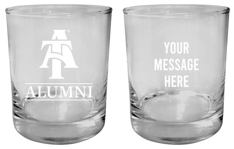 North Carolina A&T State Aggies Customizable 11 oz Round College Whiskey Glass – Officially Licensed Engraved Design Alumni