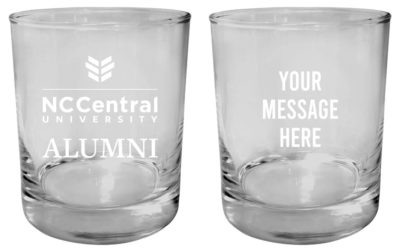 North Carolina Central Eagles Customizable 11 oz Round College Whiskey Glass – Officially Licensed Engraved Design Alumni