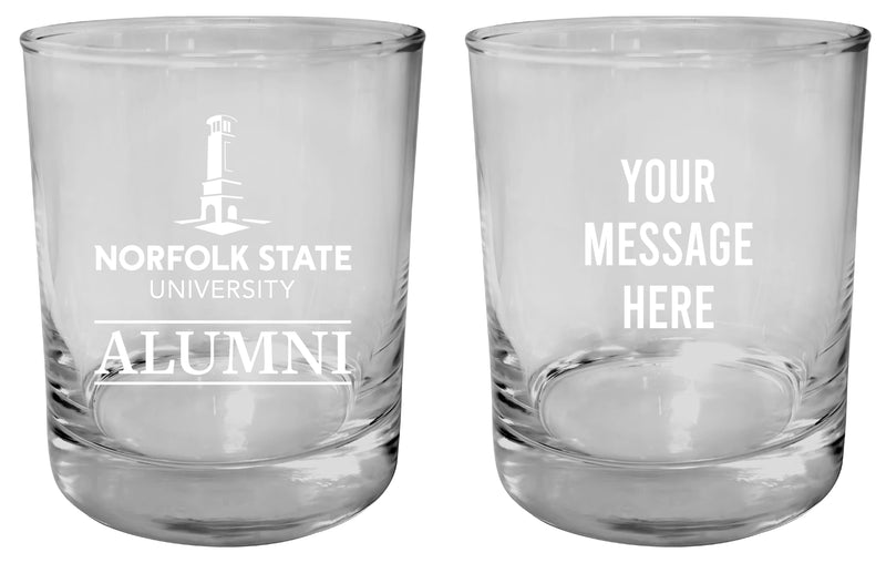 Norfolk State University Customizable 11 oz Round College Whiskey Glass – Officially Licensed Engraved Design Alumni