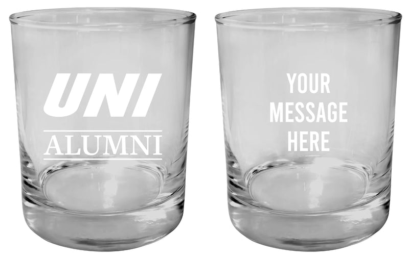 Northern Iowa Panthers Customizable 11 oz Round College Whiskey Glass – Officially Licensed Engraved Design Alumni
