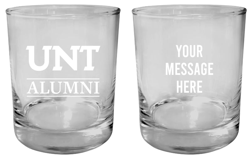 North Texas Customizable 11 oz Round College Whiskey Glass – Officially Licensed Engraved Design Alumni