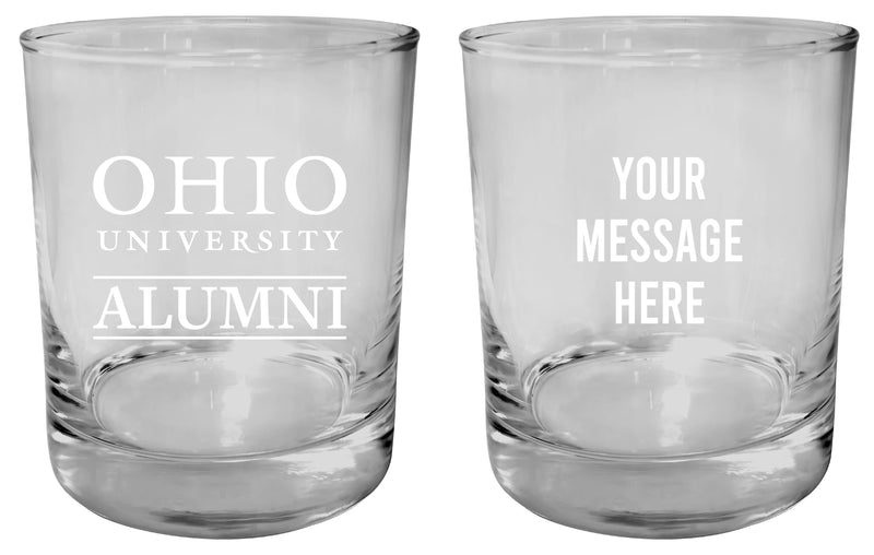 Ohio University Customizable 11 oz Round College Whiskey Glass – Officially Licensed Engraved Design Alumni