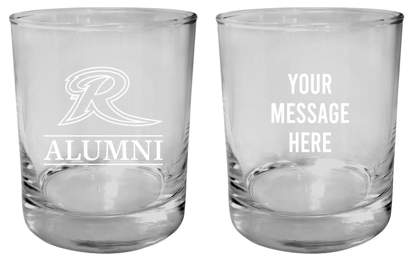 Rider University Broncs Customizable 11 oz Round College Whiskey Glass – Officially Licensed Engraved Design Alumni