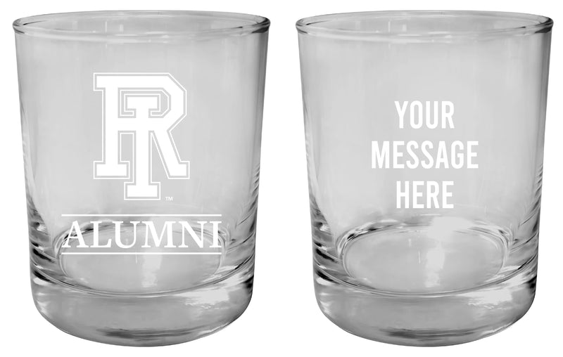 Rhode Island University Customizable 11 oz Round College Whiskey Glass – Officially Licensed Engraved Design Alumni