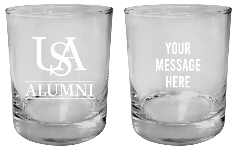 University of South Alabama Customizable 11 oz Round College Whiskey Glass – Officially Licensed Engraved Design Alumni