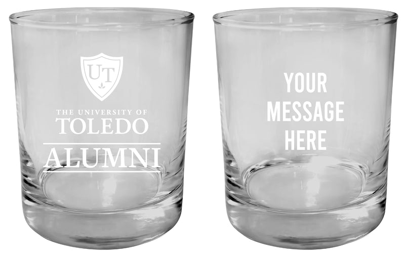 Toledo Rockets Customizable 11 oz Round College Whiskey Glass – Officially Licensed Engraved Design Alumni
