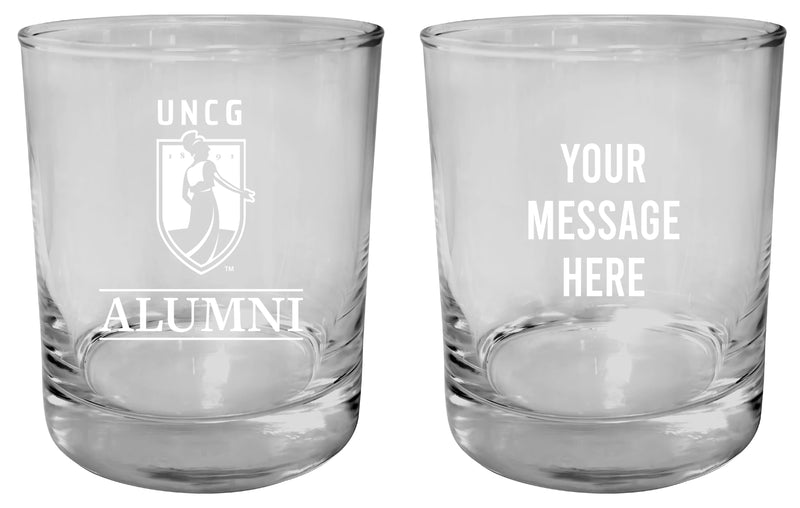 North Carolina Greensboro Spartans Customizable 11 oz Round College Whiskey Glass – Officially Licensed Engraved Design Alumni