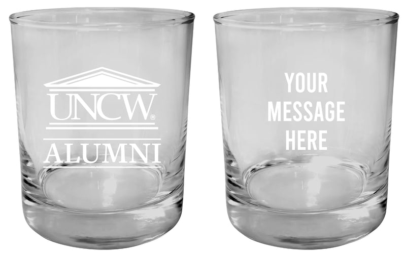 North Carolina Wilmington Seahawks Customizable 11 oz Round College Whiskey Glass – Officially Licensed Engraved Design Alumni