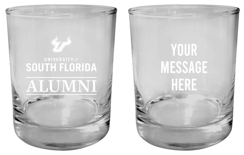 South Florida Bulls Customizable 11 oz Round College Whiskey Glass – Officially Licensed Engraved Design Alumni