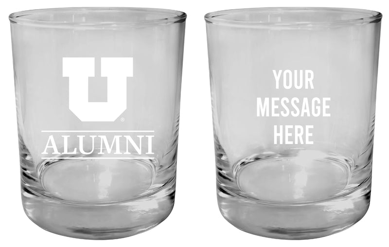 Utah Utes Customizable 11 oz Round College Whiskey Glass – Officially Licensed Engraved Design Alumni