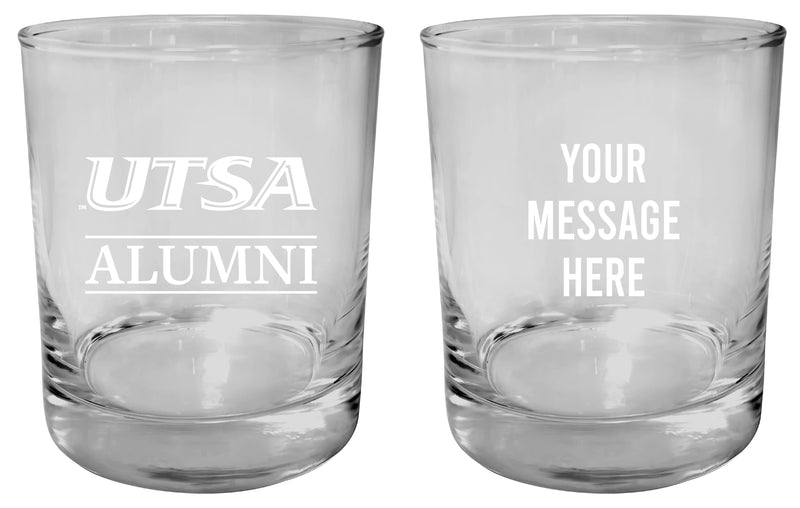 UTSA Road Runners Customizable 11 oz Round College Whiskey Glass – Officially Licensed Engraved Design Alumni