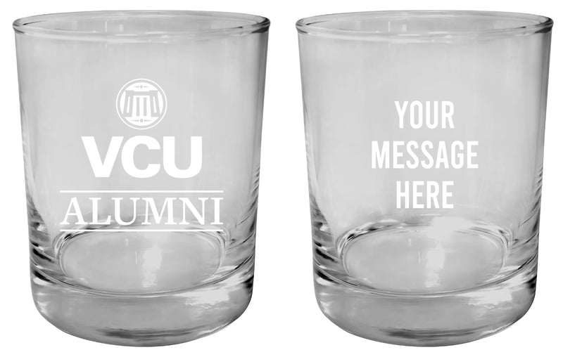 Virginia Commonwealth Customizable 11 oz Round College Whiskey Glass – Officially Licensed Engraved Design Alumni