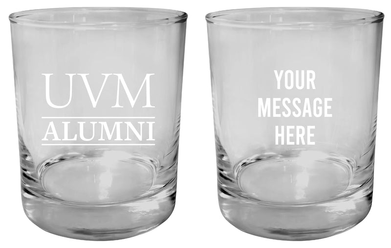Vermont Catamounts Customizable 11 oz Round College Whiskey Glass – Officially Licensed Engraved Design Alumni