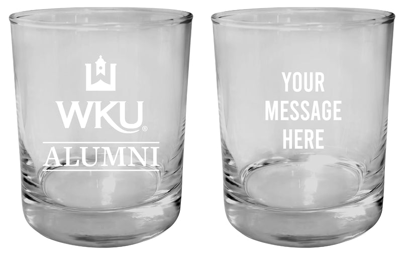 Western Kentucky Hilltoppers Customizable 11 oz Round College Whiskey Glass – Officially Licensed Engraved Design Alumni