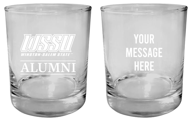 Winston-Salem State Customizable 11 oz Round College Whiskey Glass – Officially Licensed Engraved Design Alumni
