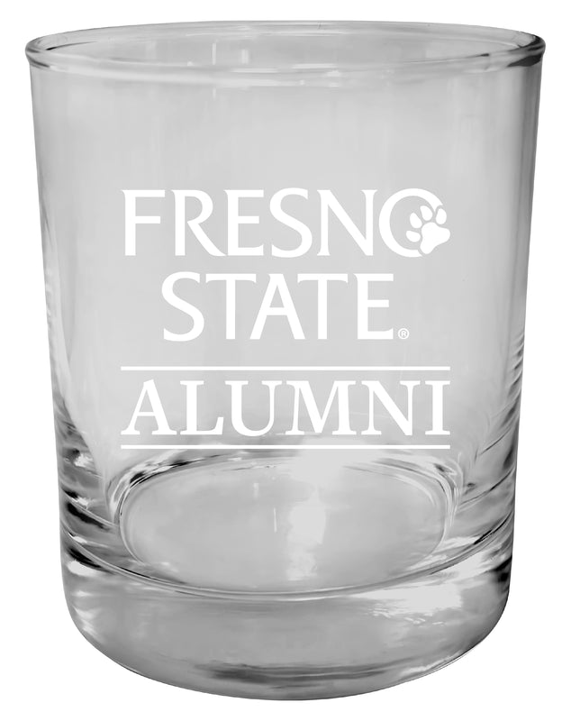 Fresno State Bulldogs 11 oz Round Whiskey Glass – Officially Licensed Engraved Alumni Design 