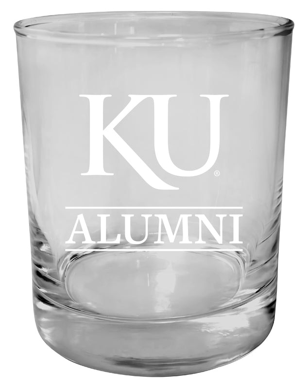 Kansas Jayhawks 11 oz Round Whiskey Glass – Officially Licensed Engraved Alumni Design 