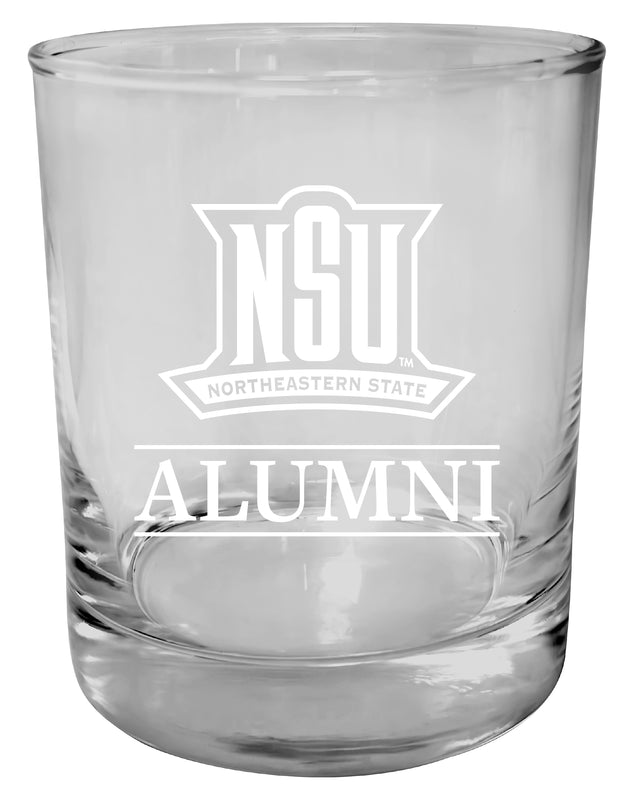 Northeastern State University Riverhawks 11 oz Round Whiskey Glass – Officially Licensed Engraved Alumni Design 