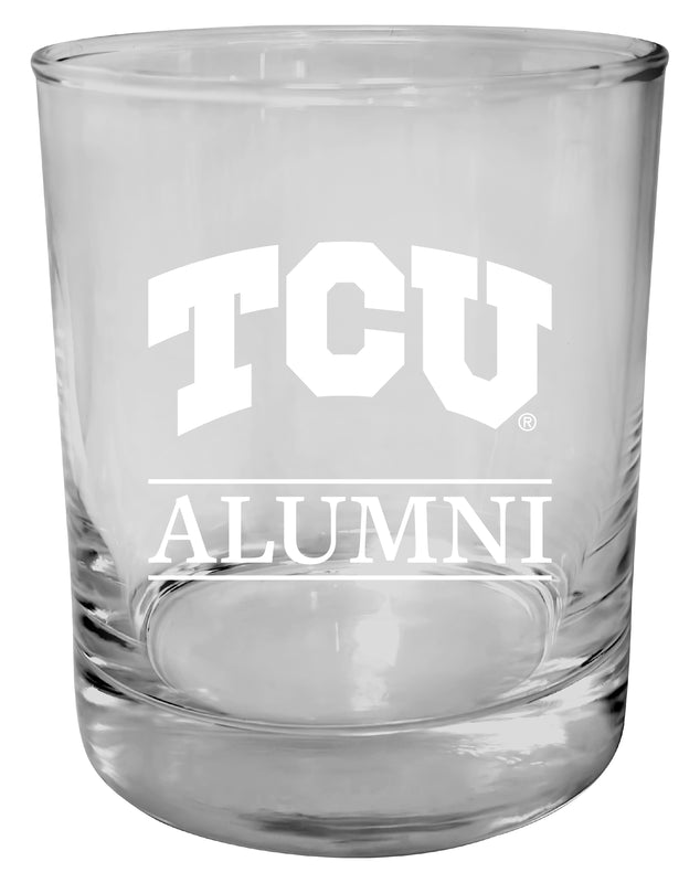 Texas Christian University 11 oz Round Whiskey Glass – Officially Licensed Engraved Alumni Design 