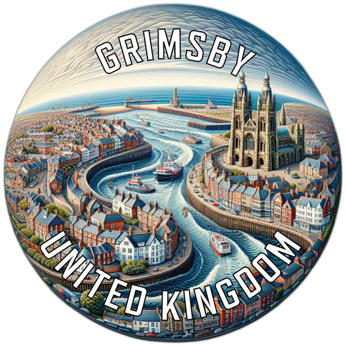 Grimsby United Kingdom Souvenir Die Cut Flat Magnet 2-Inch