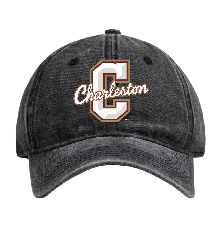 College of Charleston Officially Licensed Dad Hat - Unisex Baseball Cap Colorful Logo Black