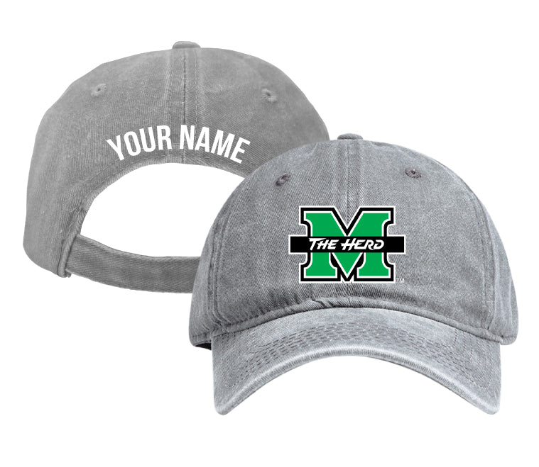 Marshall Thundering Herd Personalized College Dad Hat – Officially Licensed Baseball Cap Gray
