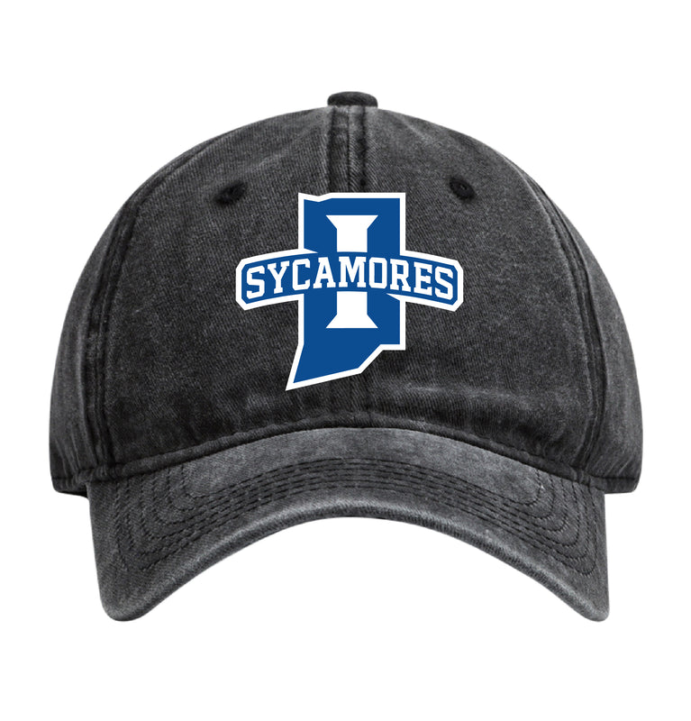 Indiana State University Officially Licensed Dad Hat - Unisex Baseball Cap Colorful Logo Black