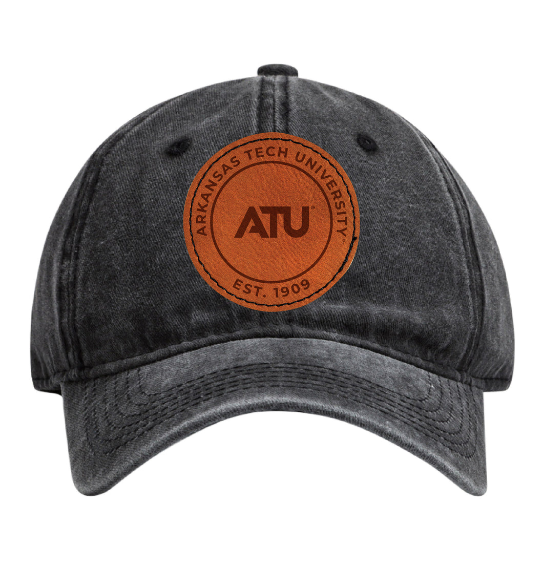 Arkansas Tech University Officially Licensed Dad Hat Unisex Soft Baseball Cap with Round Engraved Leather Patch Black