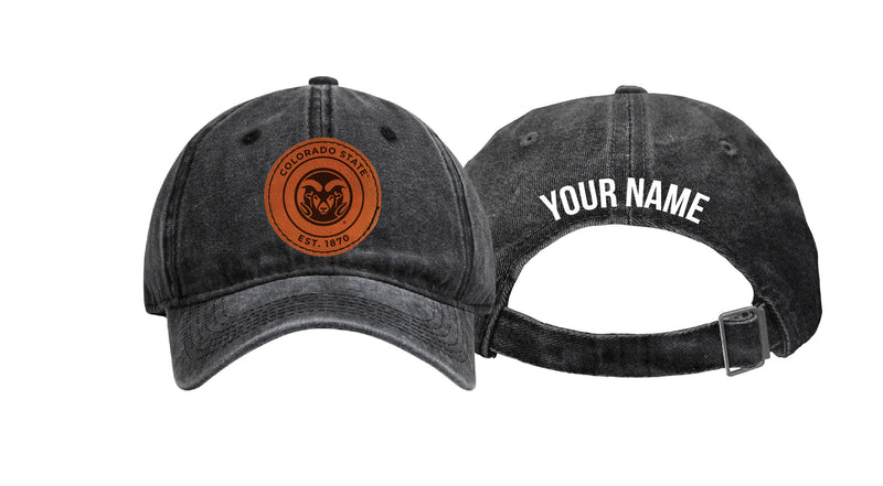 Colorado State Rams Offic. LIC. Custom Dad Hat – Unisex Baseball Cap with Engraved Patch (Round/Hexagon) Black