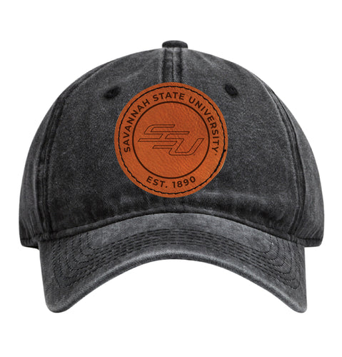 Savannah State University Officially Licensed Dad Hat - Unisex Baseball Cap with Round Engraved Leather Patch Black