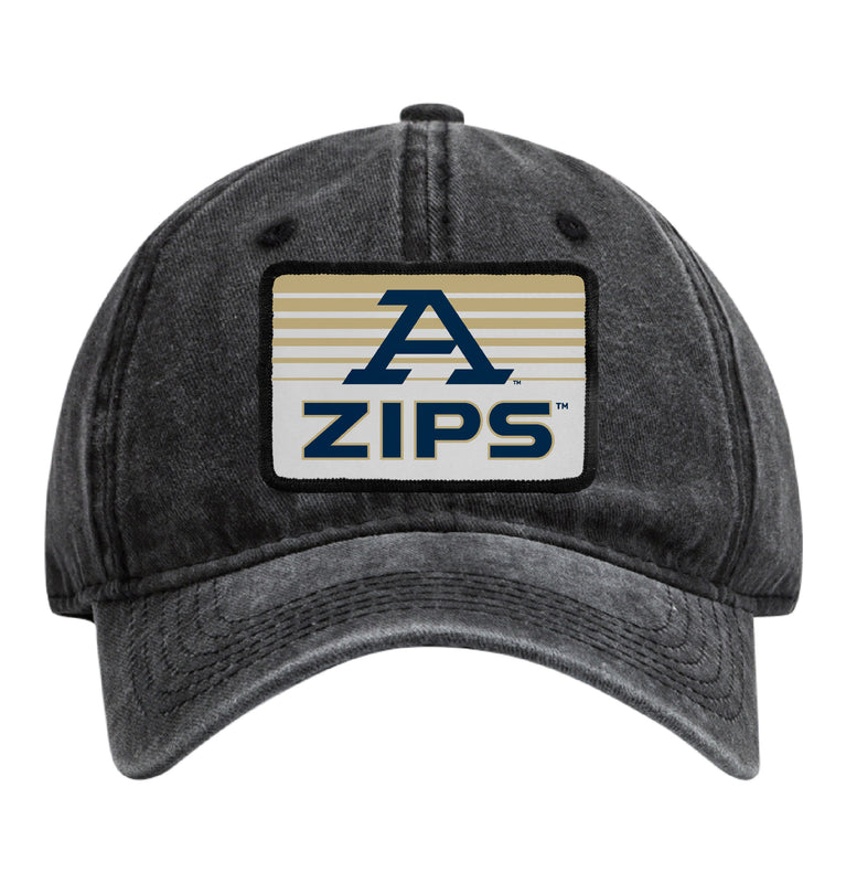 Akron Zips Officially Licensed Unisex Dad Hat with Rectangle or Round Cloth Patch Black|Rectangle