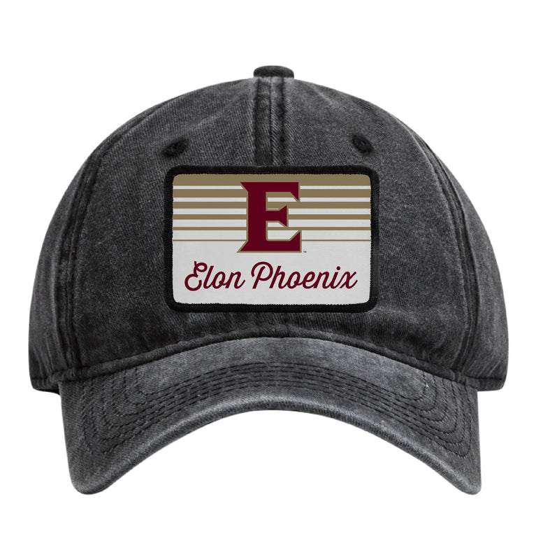 Elon University Officially Licensed Unisex Dad Hat with Rectangle or Round Cloth Patch Black|Rectangle