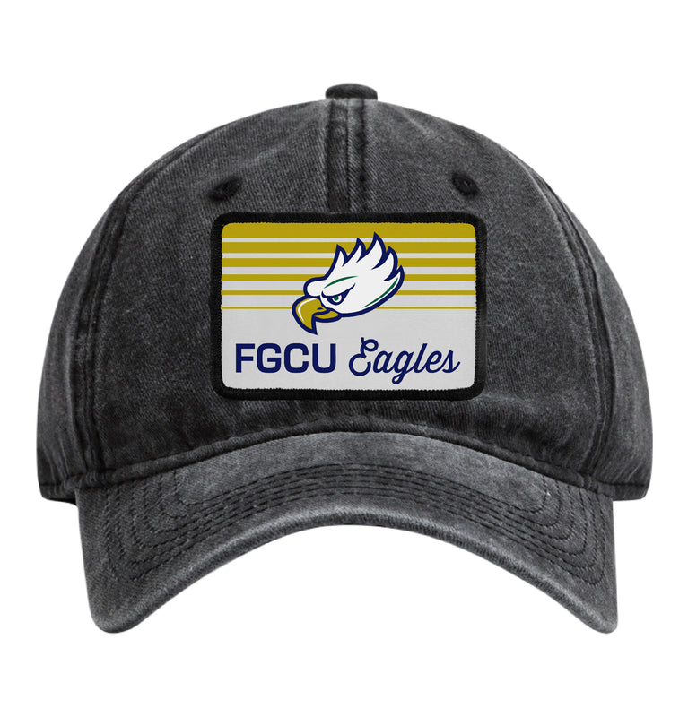 Florida Gulf Coast Eagles Officially Licensed Unisex Dad Hat with Rectangle or Round Cloth Patch Black|Rectangle