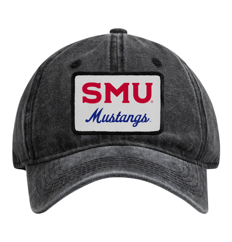 Southern Methodist University Officially Licensed Unisex Dad Hat with Rectangle or Round Cloth Patch Black|Rectangle