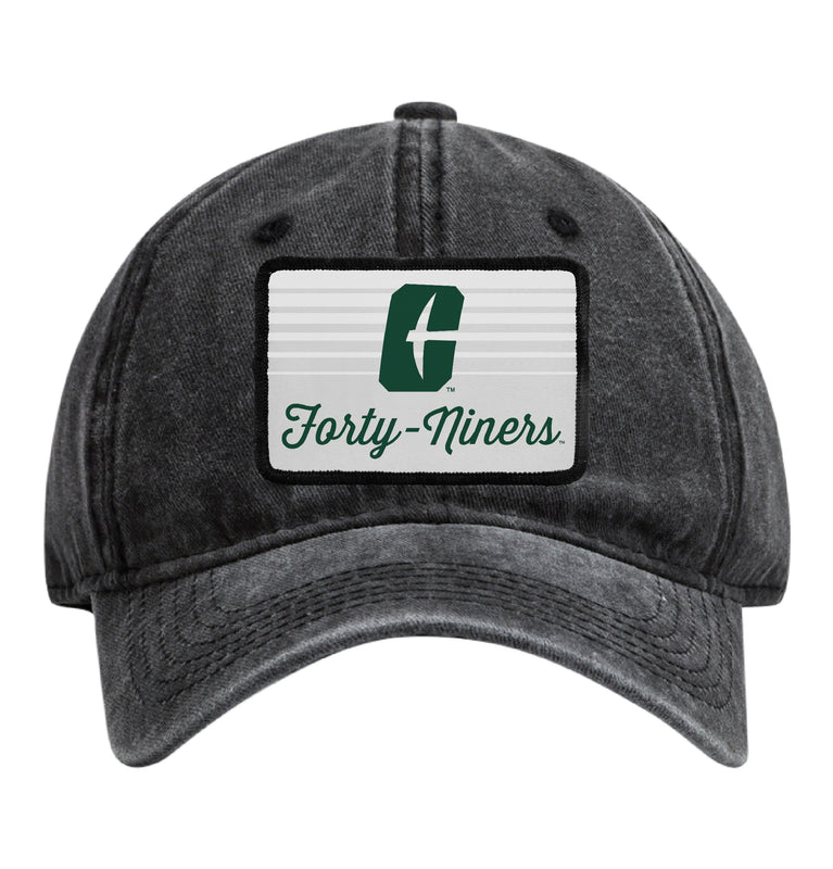 North Carolina Charlotte Forty-Niners Officially Licensed Unisex Dad Hat with Rectangle or Round Cloth Patch Black|Rectangle