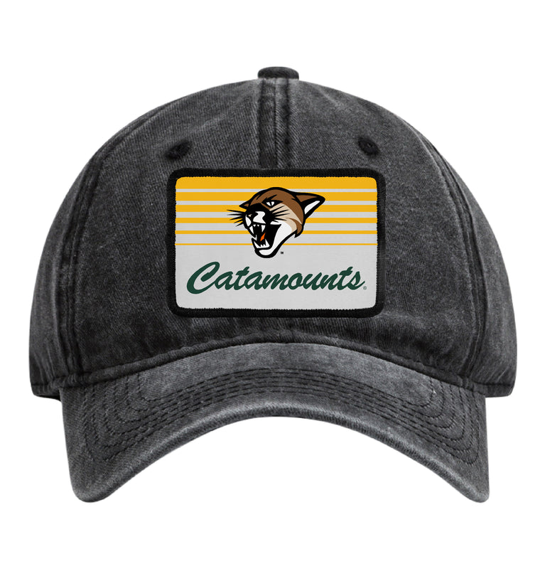 Vermont Catamounts Officially Licensed Unisex Dad Hat with Rectangle or Round Cloth Patch Black|Rectangle