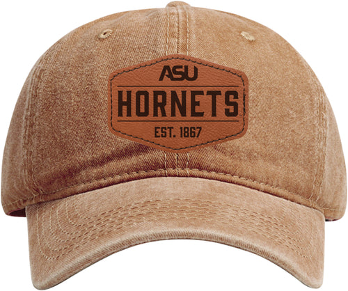 Alabama State University Officially Licensed Dad Hat Unisex Soft Baseball Cap with Hexagon Engraved Leather Patch Coffee