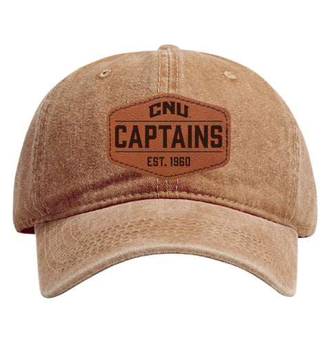 Christopher Newport Captains Officially Licensed Dad Hat Unisex Soft Baseball Cap with Hexagon Engraved Leather Patch Coffee