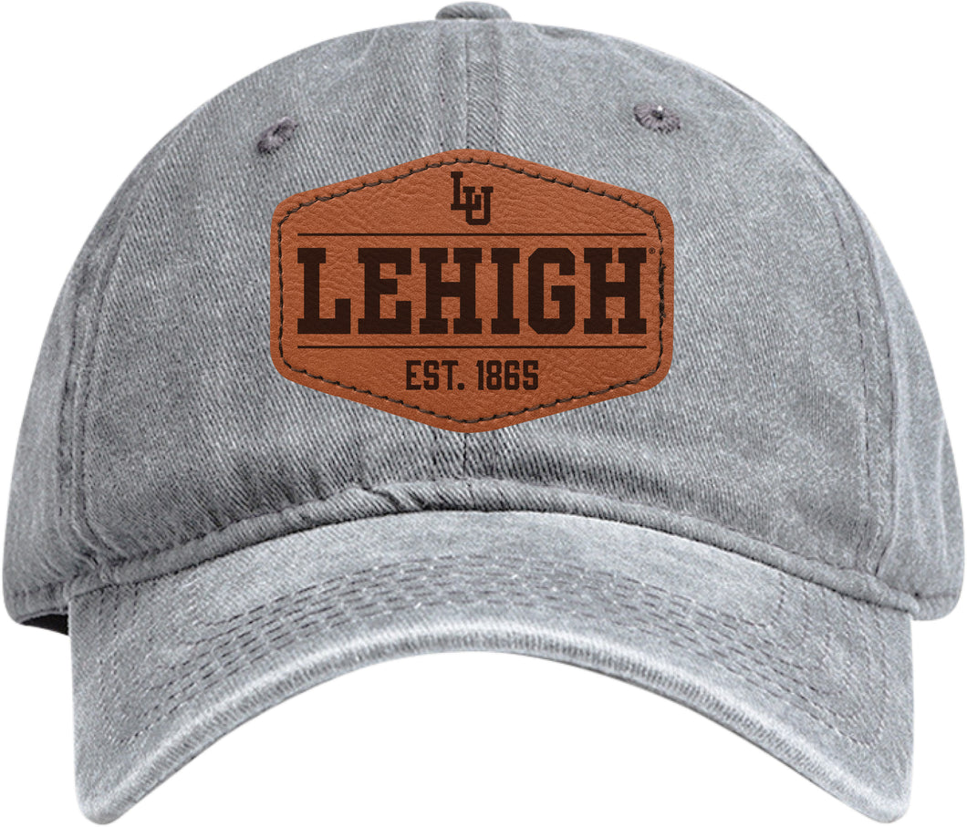 Lehigh University Mountain Hawks Officially Licensed Dad Hat Unisex Soft Baseball Cap with Hexagon Engraved Leather Patch