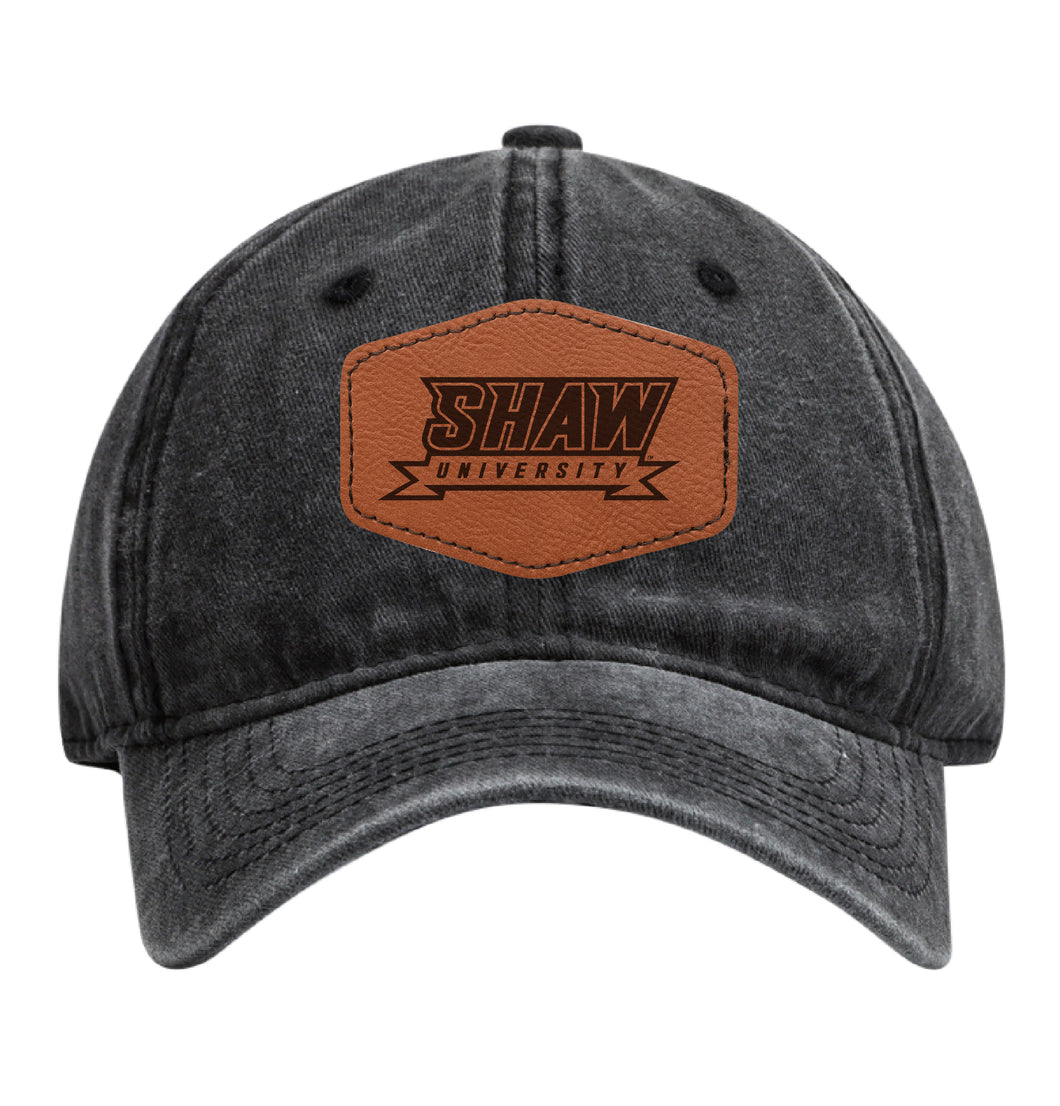 Shaw University Bears Officially Licensed Dad Hat - Unisex Baseball Cap with Hexagon Engraved Leather Patch Black