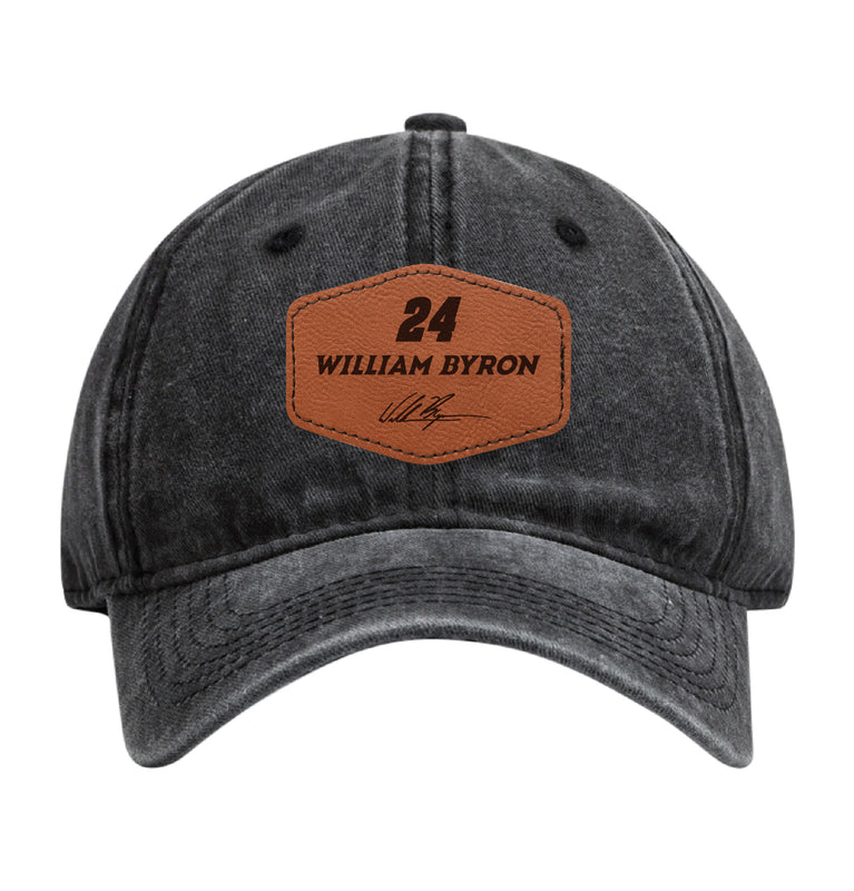 William Byron - Raptor #24 Nascar Offic. LIC. Dad Hat - Unisex Baseball Cap with Round/Hexagonal Engraved Leather Patch