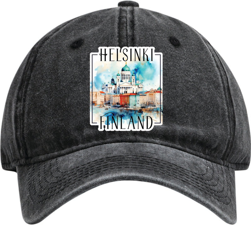 Helsinki Finland Dad Hat – Unisex Soft Baseball Cap Black