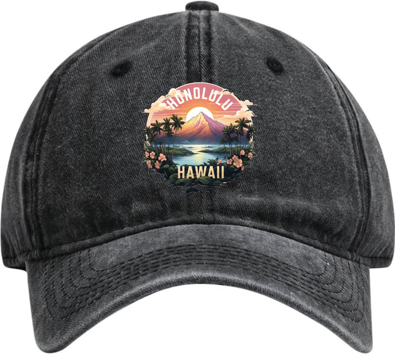 Honolulu Hawaii Dad Hat – Unisex Soft Baseball Cap Black