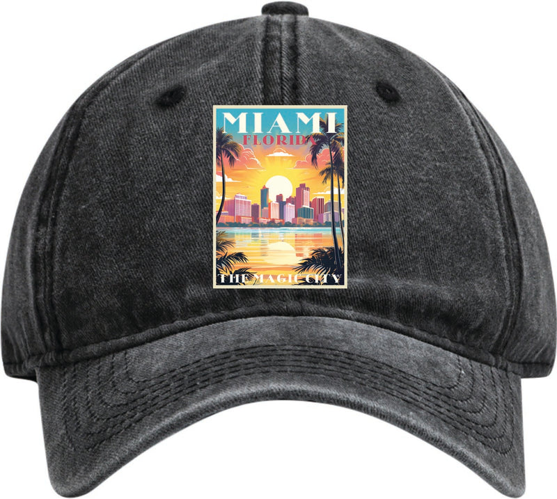 Miami Florida Dad Hat – Unisex Soft Baseball Cap Black
