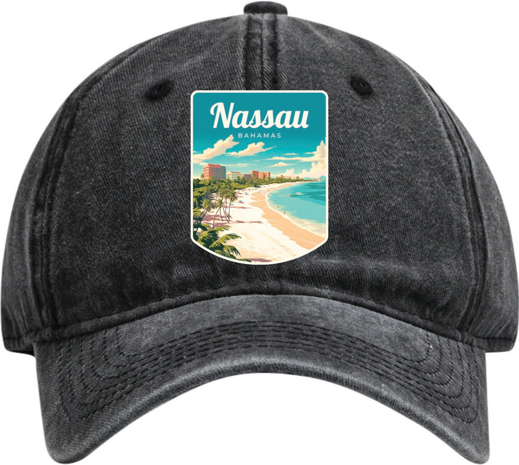Nassau the Bahamas Design E Black Dad Hat – Unisex Soft Baseball Cap Black