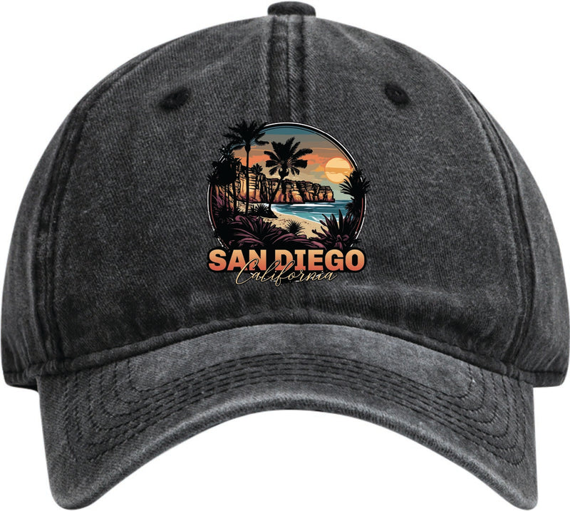 San Diego California Dad Hat – Unisex Soft Baseball Cap Black