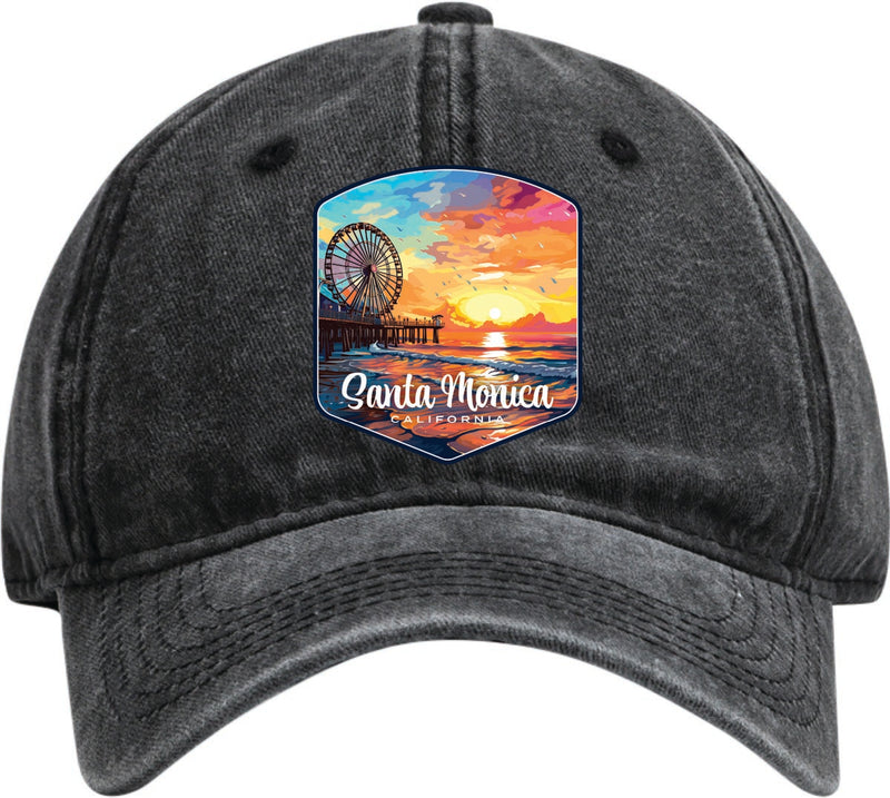 Santa Monica California Dad Hat – Unisex Soft Baseball Cap Black